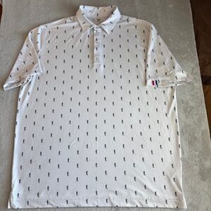 USAG U Suck At Golf Mens Golf Polo Shirt All Over Print Size XXL White Stretch